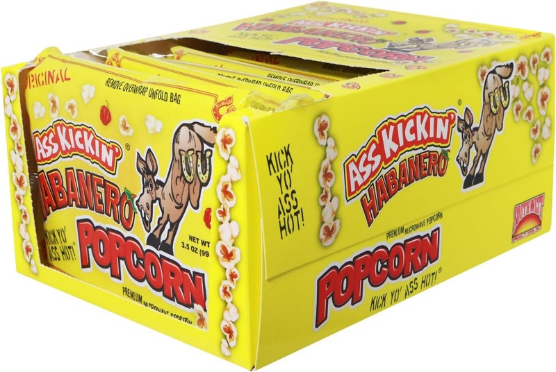 ASS KICKIN' Habanero Microwave Popcorn - 12 Pack - Image 1